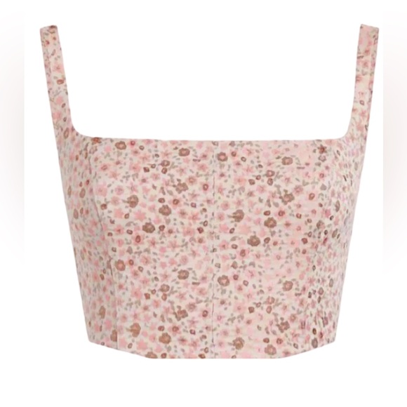 Cinq a sept crop Porter top in pale rose floral size medium NEW tank shirt NWT - Picture 11 of 12